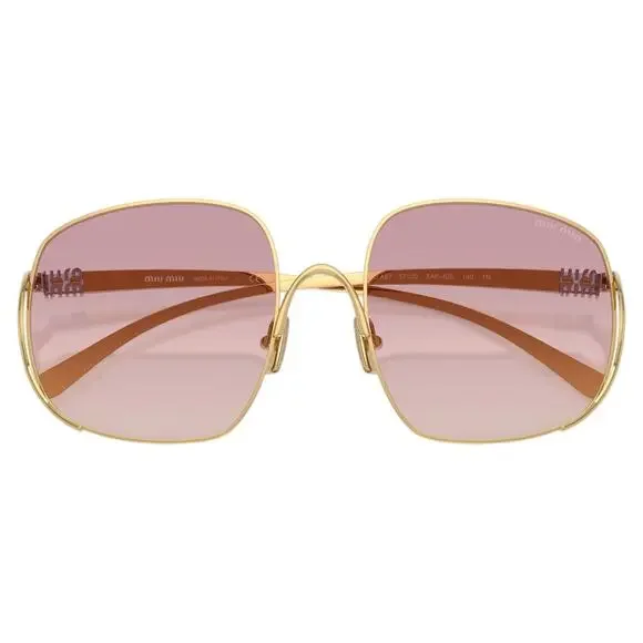 New MIU MIU Sunglasses MU A57S 5AK40S Gold Metal Square Oversized Gradient Lens - Picture 3 of 7